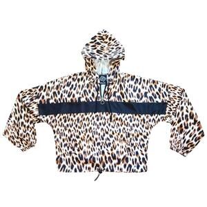 Zelos pullover hoodie windbreaker leopard print size XS
